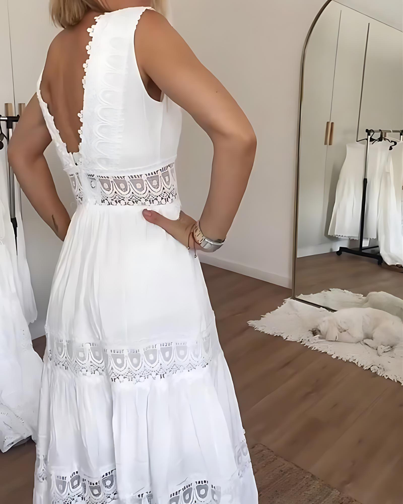 Caroline - Lace Tank Top Dress With Neckline