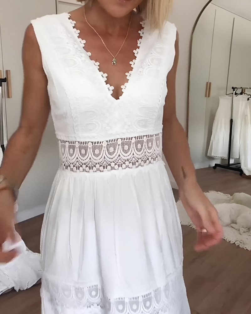 Caroline - Lace Tank Top Dress With Neckline