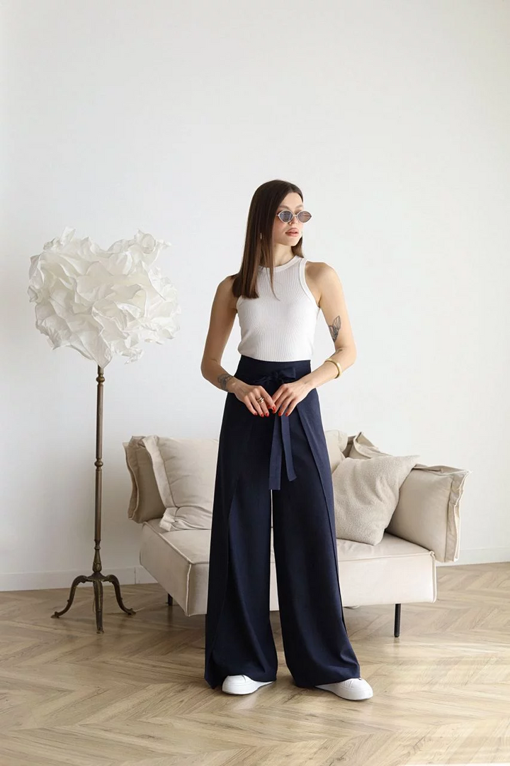 Claire - Rosetta Wide Linen Trousers
