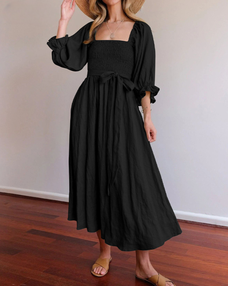 Odelia French Dress with Ruffled Sleeves