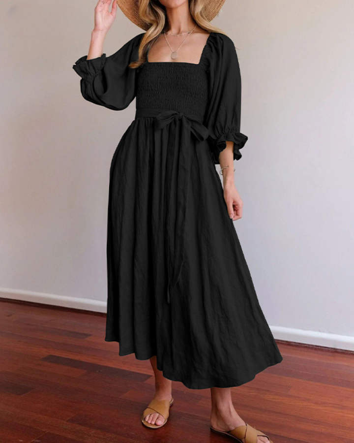 Odelia French Dress with Ruffled Sleeves