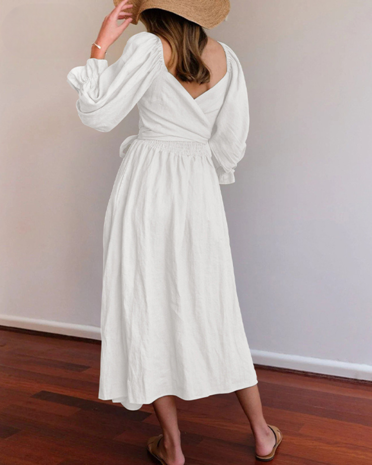 Odelia French Dress with Ruffled Sleeves