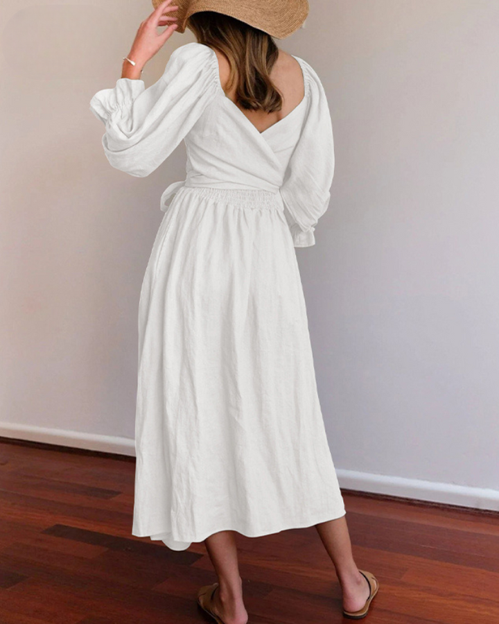 Odelia French Dress with Ruffled Sleeves
