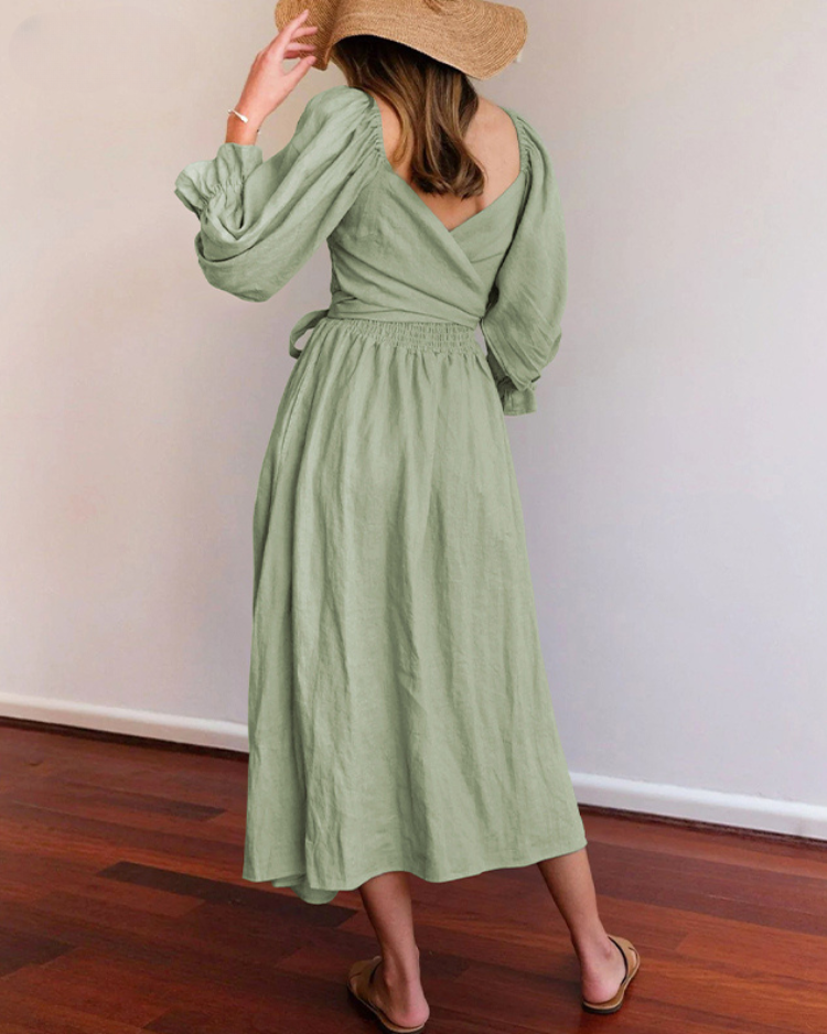 Odelia French Dress with Ruffled Sleeves