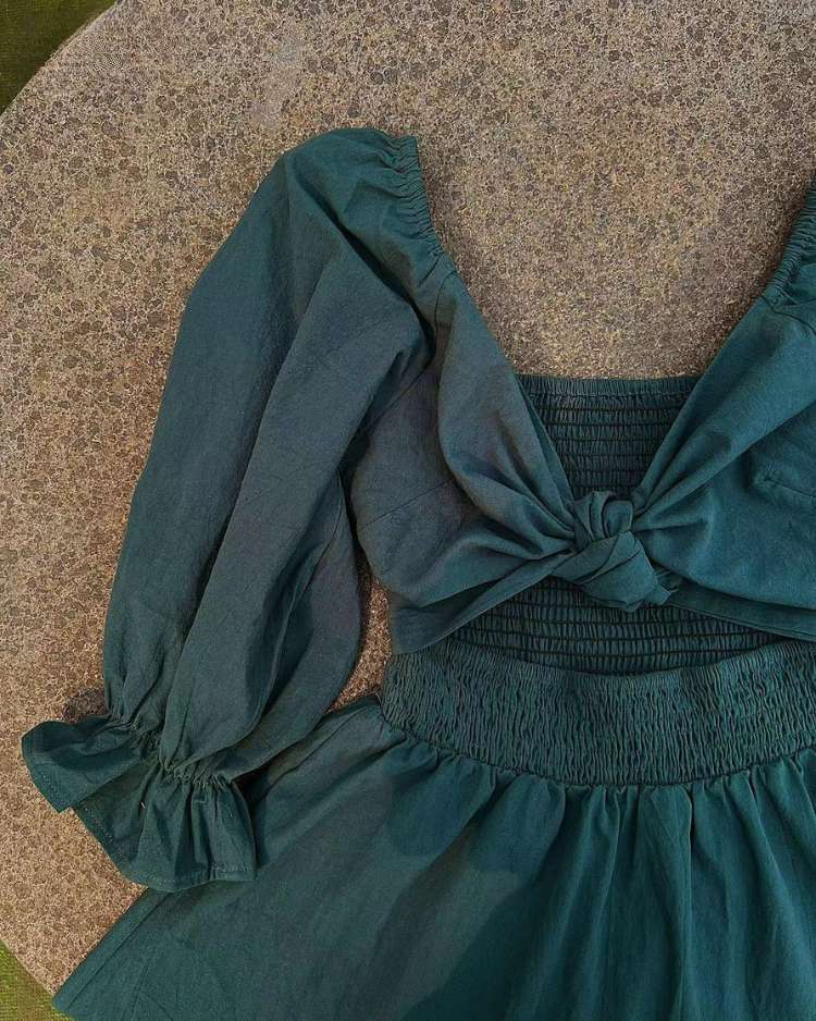 Odelia French Dress with Ruffled Sleeves