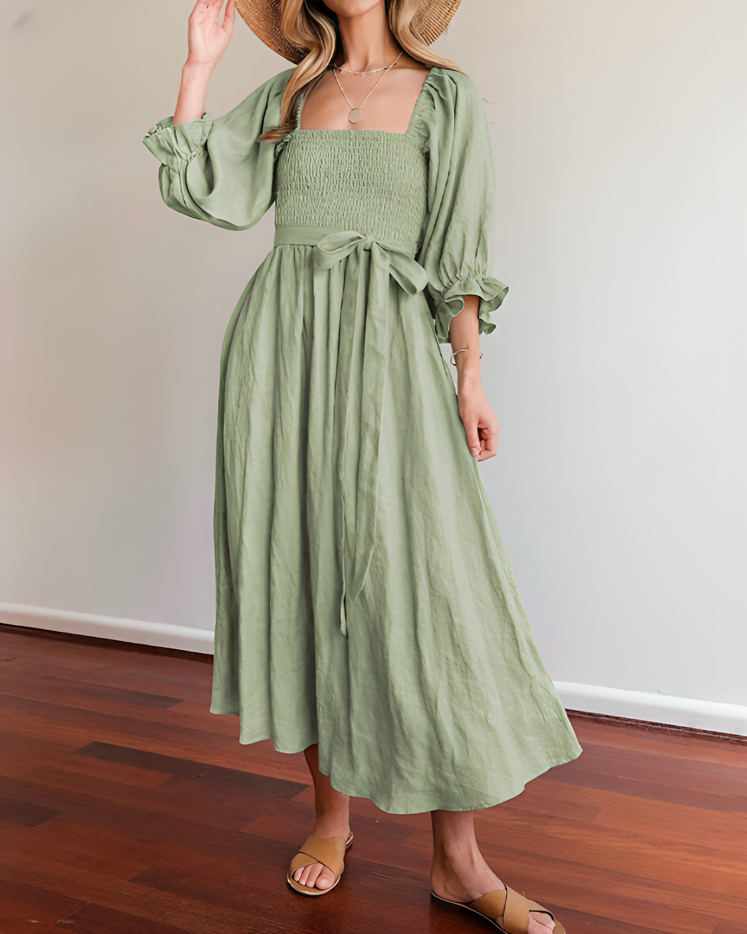 Odelia French Dress with Ruffled Sleeves
