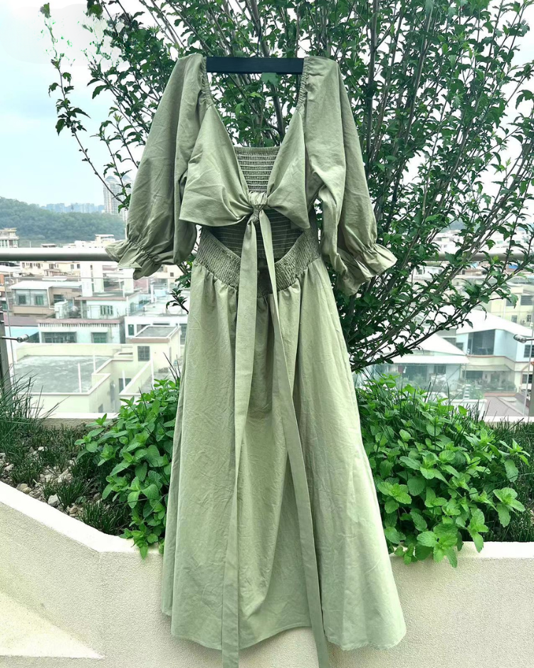 Odelia French Dress with Ruffled Sleeves