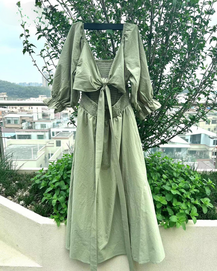 Odelia French Dress with Ruffled Sleeves