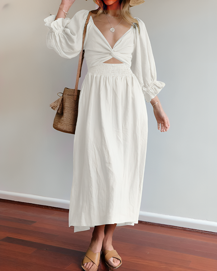 Odelia French Dress with Ruffled Sleeves