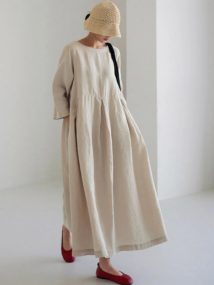 Jane - Loose Linen Dress with Side Pockets