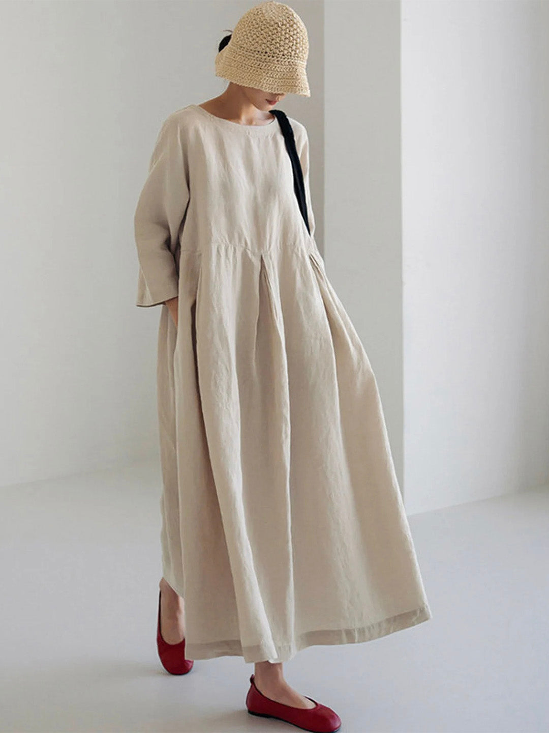 Jane - Loose Linen Dress with Side Pockets