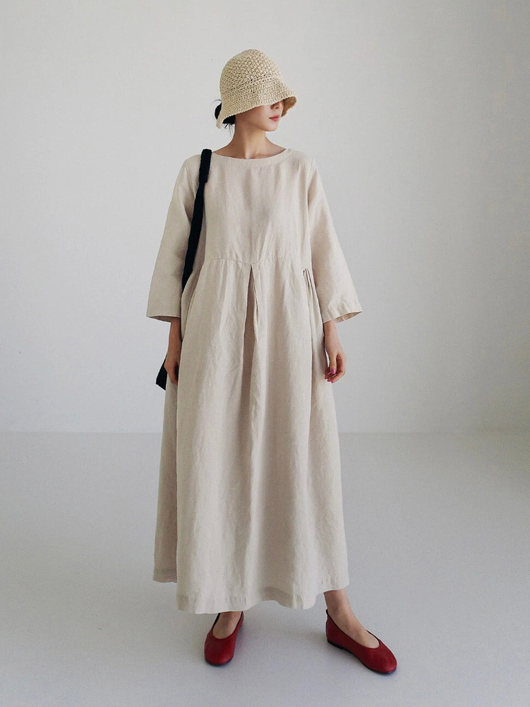 Jane - Loose Linen Dress with Side Pockets