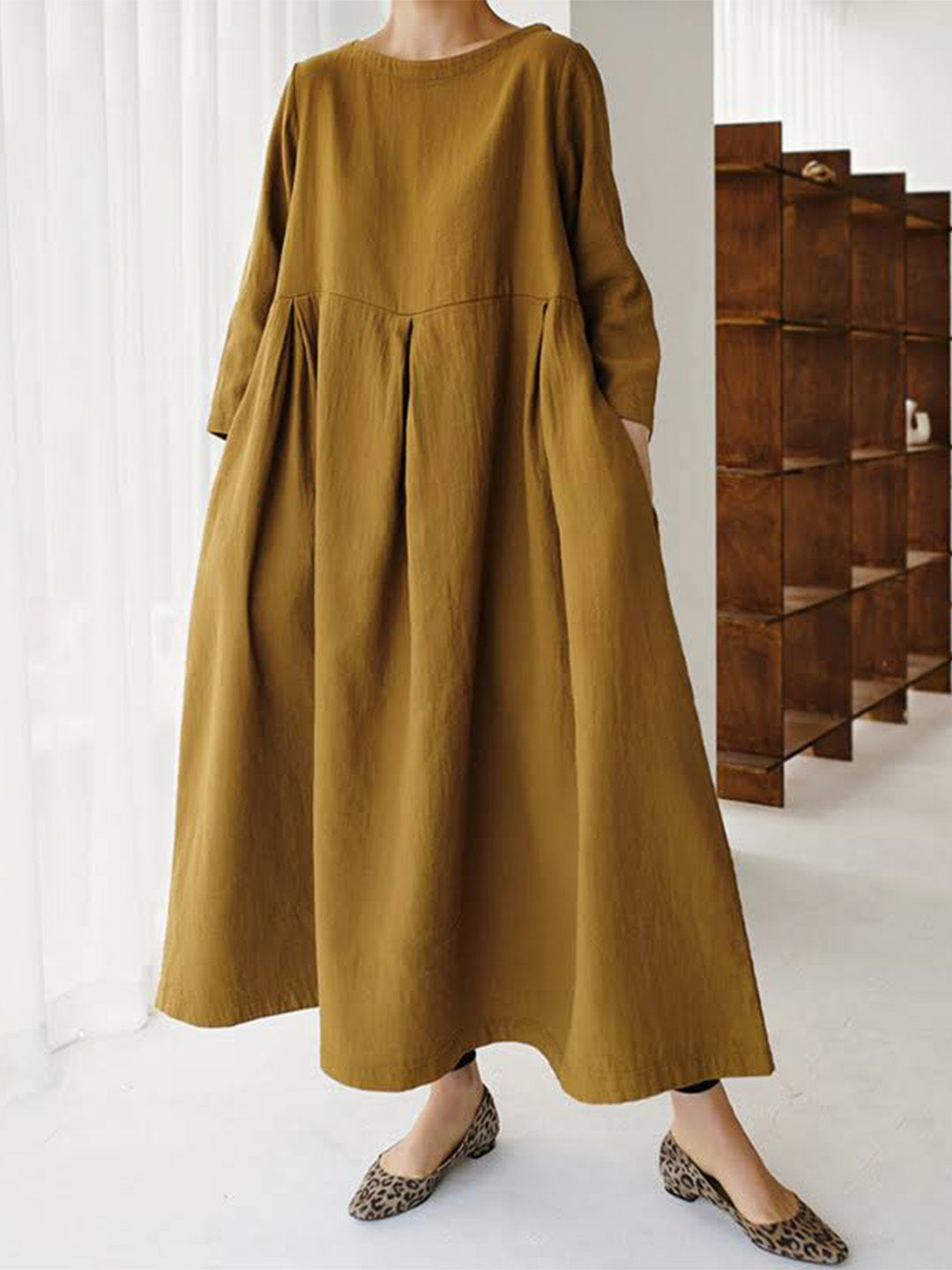 Jane - Loose Linen Dress with Side Pockets