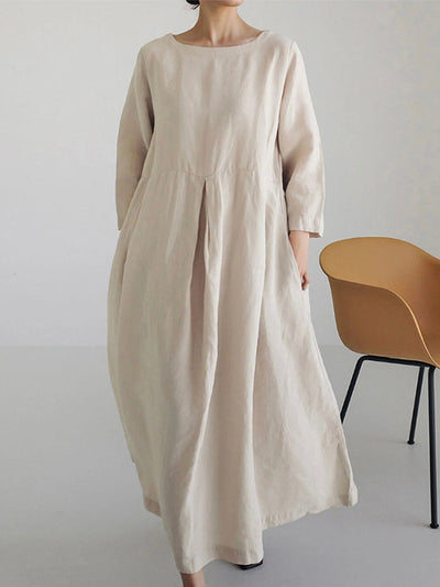 Jane - Loose Linen Dress with Side Pockets