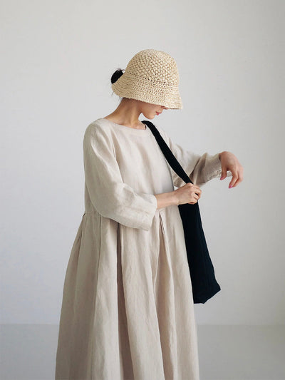 Jane - Loose Linen Dress with Side Pockets