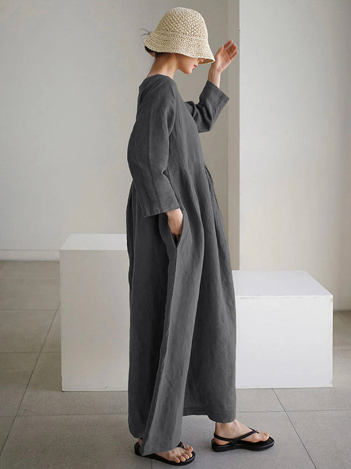 Jane - Loose Linen Dress with Side Pockets