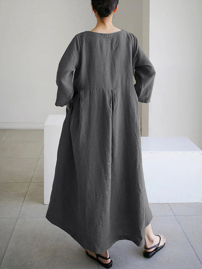 Jane - Loose Linen Dress with Side Pockets
