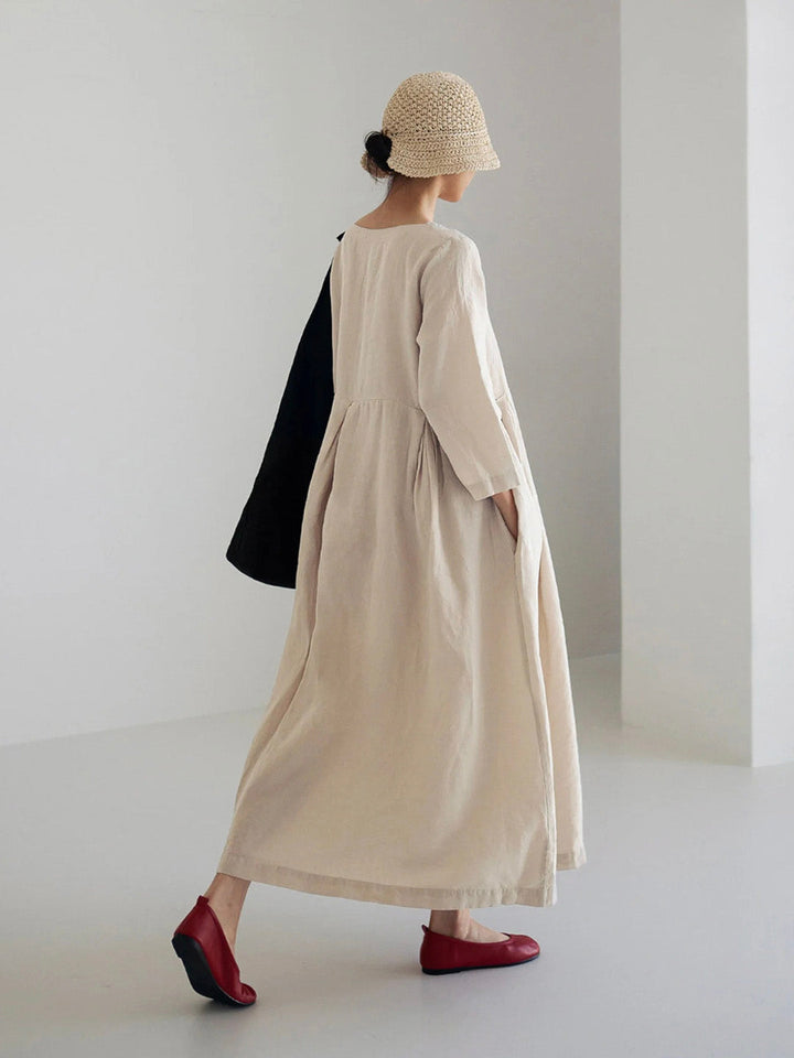 Jane - Loose Linen Dress with Side Pockets