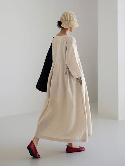 Jane - Loose Linen Dress with Side Pockets