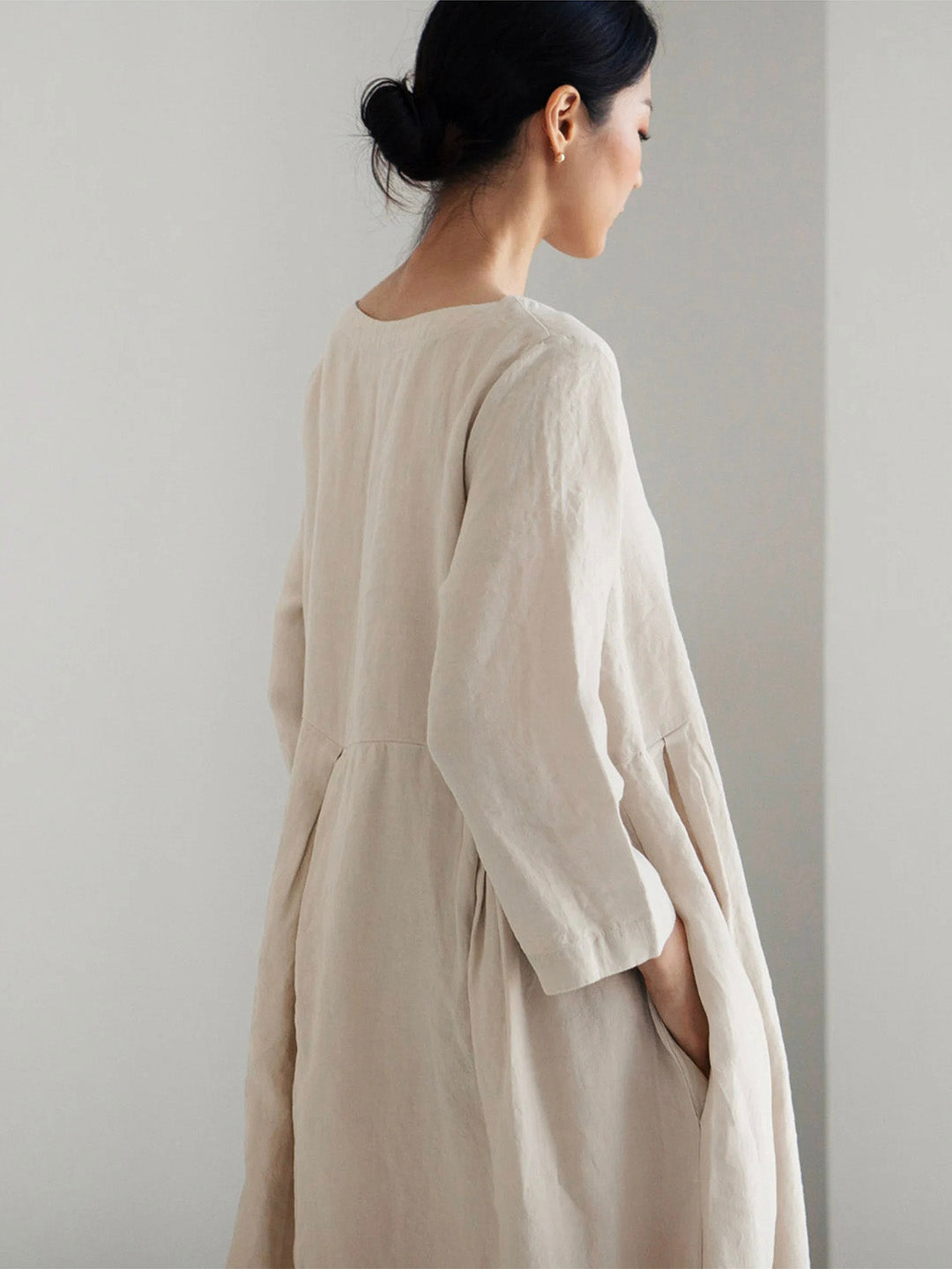 Jane - Loose Linen Dress with Side Pockets