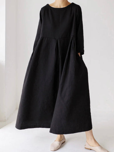 Jane - Loose Linen Dress with Side Pockets