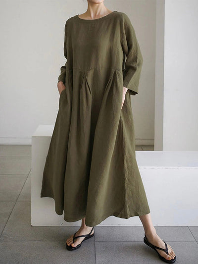 Jane - Loose Linen Dress with Side Pockets