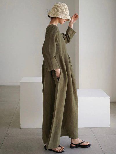 Jane - Loose Linen Dress with Side Pockets